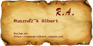 Rusznák Albert névjegykártya